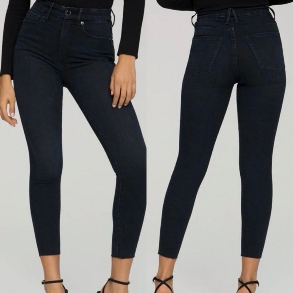 NWT Good American Good Waist Crop Raw Hem Jeans High Rise Skinny Denim Sz 14/32